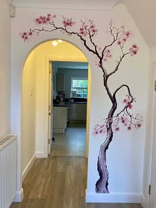 Blossom tree around arch