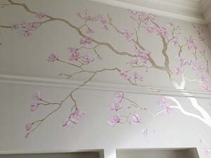 Magnolia blossom chinoiserie mural